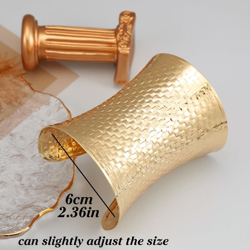 BOMAIL Store 2 Pcs Cuff Bangle Bracelet Set for Women Open Wide Wire Bracelets Gold Wrist Cuff Wrap Bracelet Adjustable - Image 2